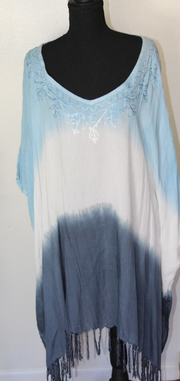 Beach by Exist Ombré Blue swim cover-up tasseled One Size Vacation Lightweight